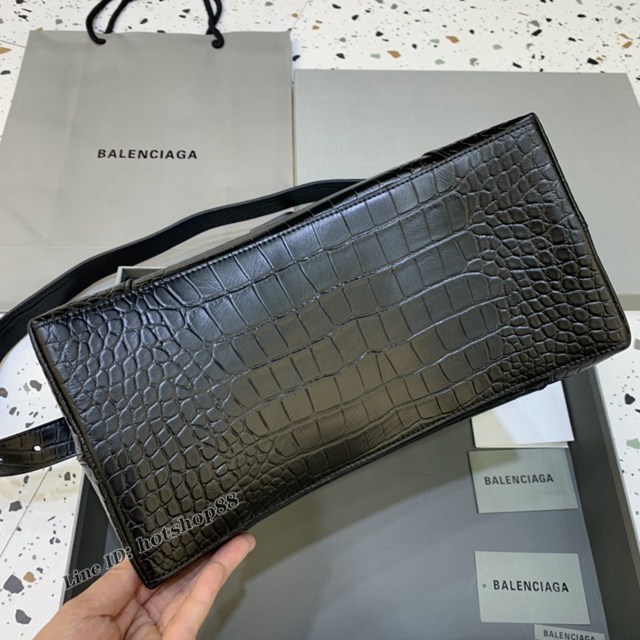 Balenciaga巴黎世家專櫃爆款超大號鱷魚黑Hourglass沙漏包 fyj1811